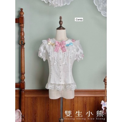Twin Bears Macaron Blouse(2nd Pre-Order/3 Colours/Full Payment Without Shipping)